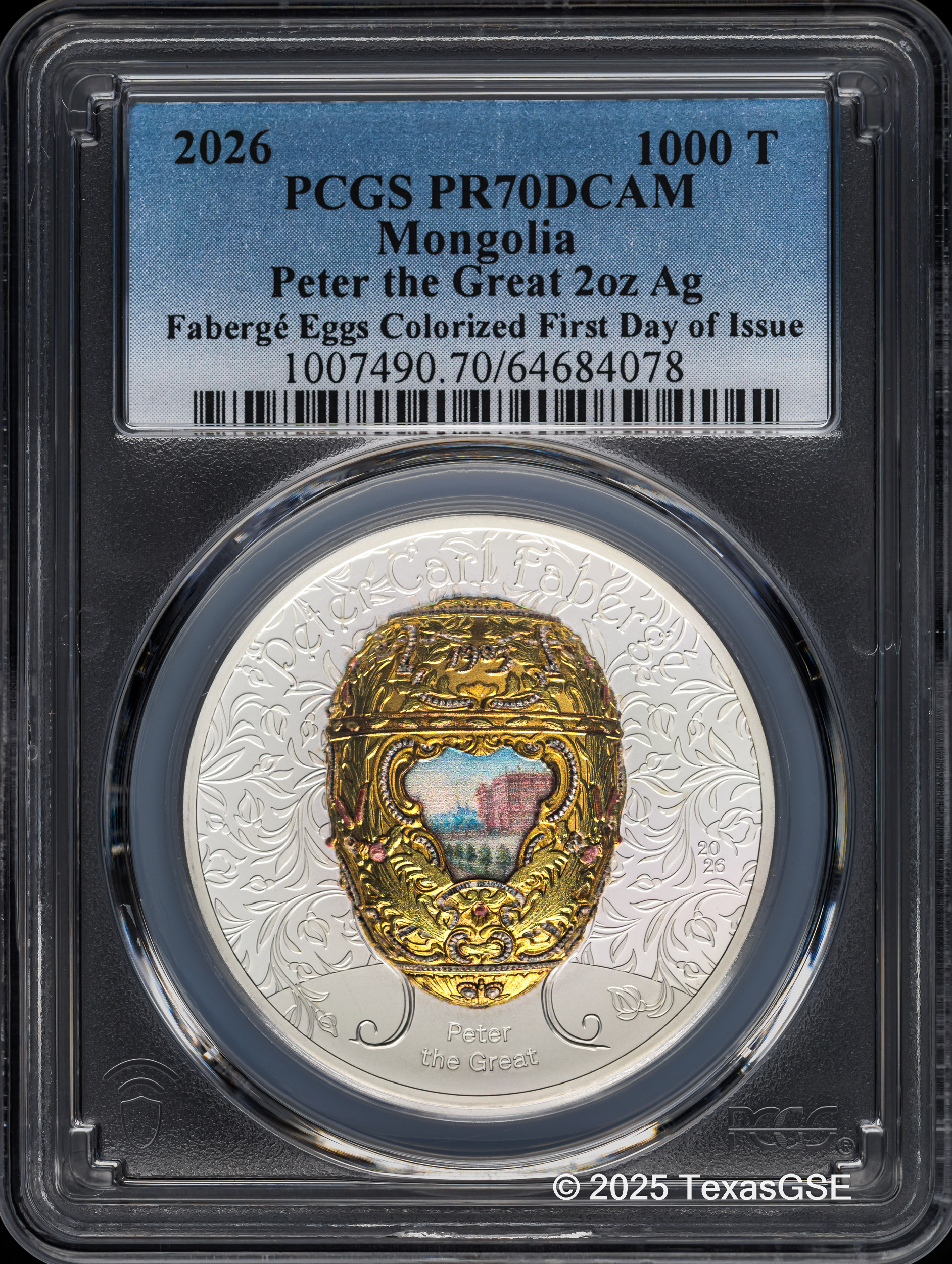 2026 Mongolia 2oz Silver Peter Carl Faberge Egg - Peter the Great